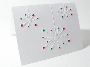 Mid century modern Christmas card Sputnik lamp