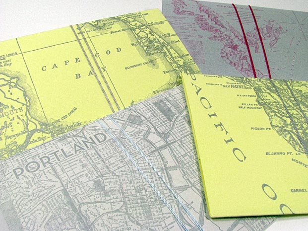 Vintage map wedding invitations