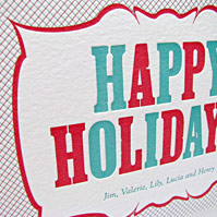 Letterpress Vintage Happy Holidays Card