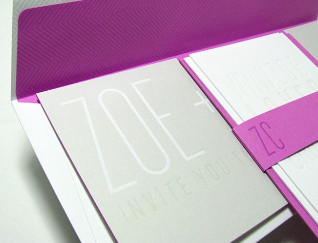 Pink white miami beach wedding invitation