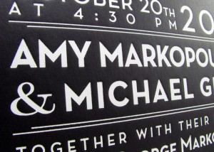 White foil stamp invitations